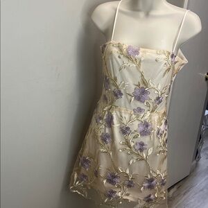 Lucy in the Sky Ivory Dress with Lavender and Gold Embroidery